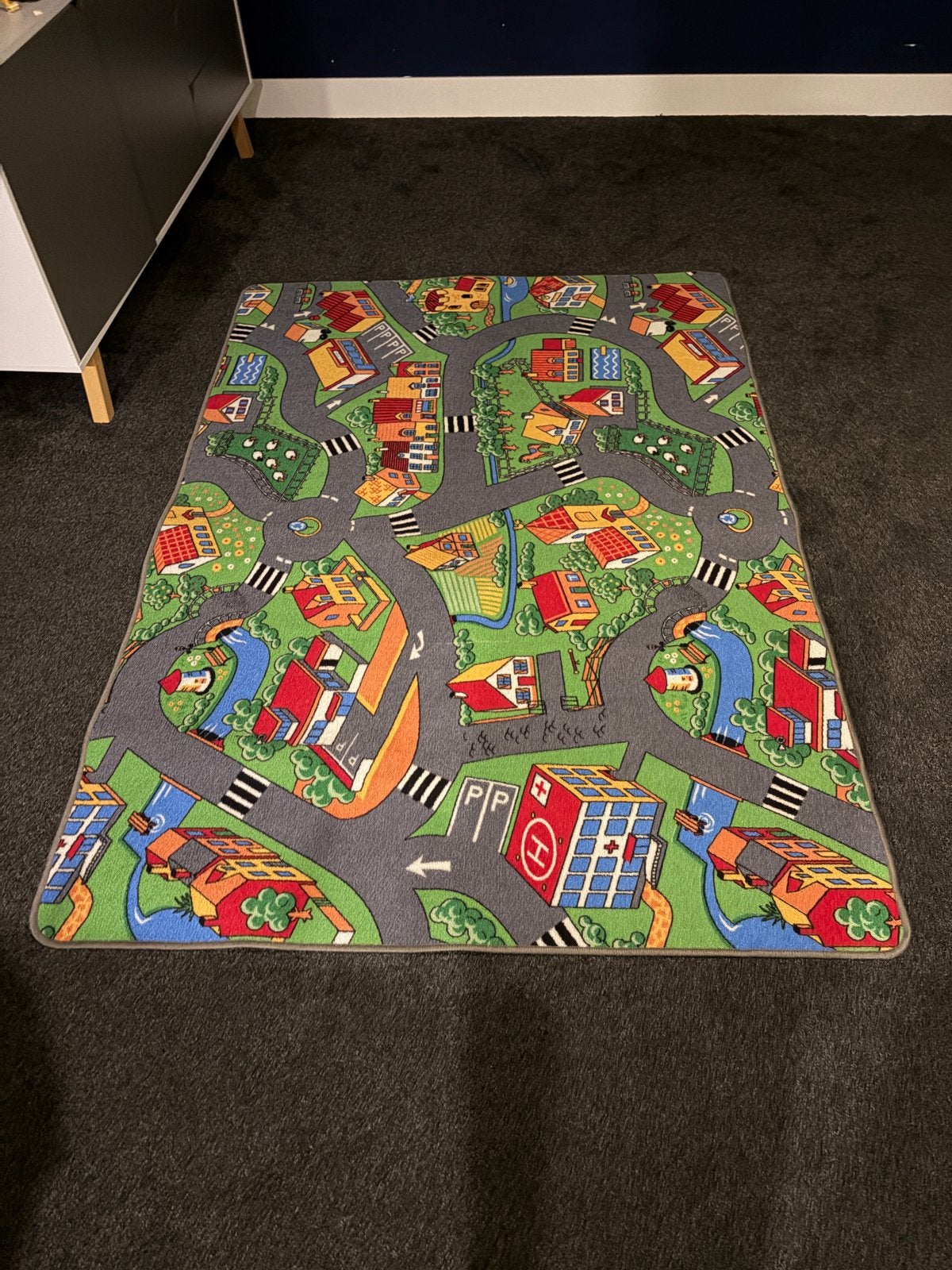 Speelkleed met wegen en gebouwen, Ophalen, Gebruikt
