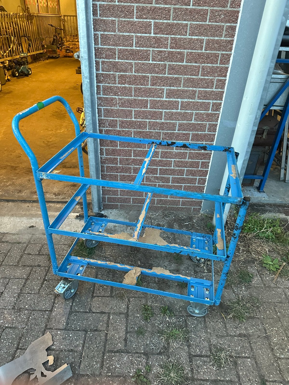 Blauwe transportkar op wielen - Gebruikt, Doe-het-zelf en Verbouw, Transportwagens, Ophalen, Gebruikt, Transportkar
