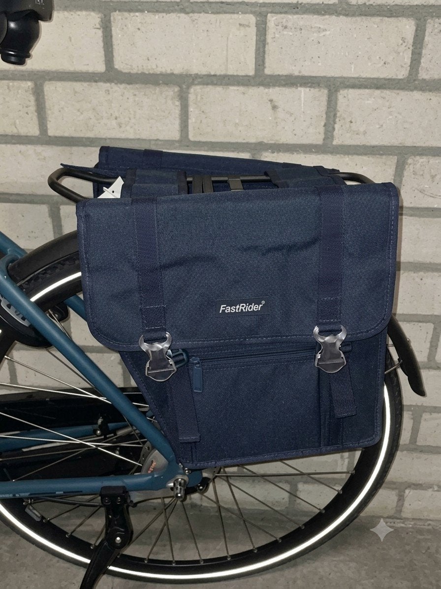 FastRider Dubbele Fietstas - Nieuwstaat, Donkerblauw, Fietsen en Brommers, Fietsaccessoires | Fietstassen, Ophalen of Verzenden