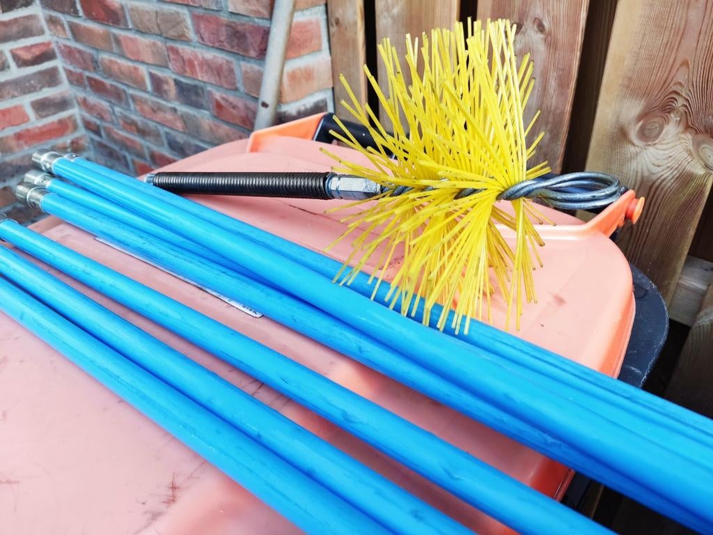 Schoorsteen veeg set 7 meter, Ophalen, Zo goed als nieuw, Hout, Houtkachel