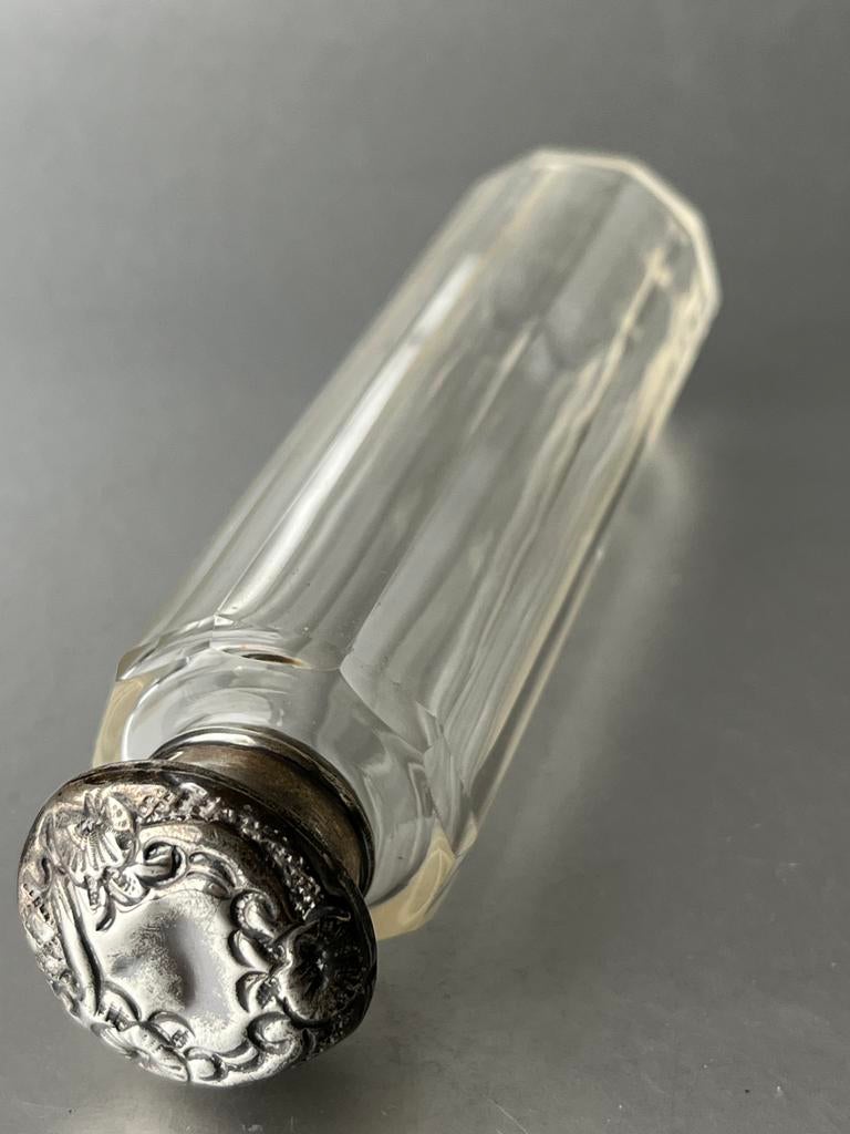 Glazen fles met zilveren dop, Antiek en Kunst, Ophalen of Verzenden, Zilver