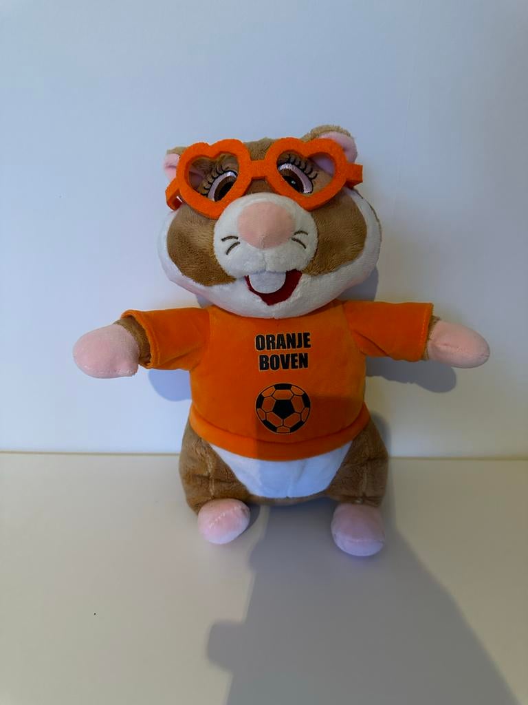 AH oranje (voetbal)hamster met hartjes bril, Ophalen of Verzenden, Zo goed als nieuw, Overige typen
