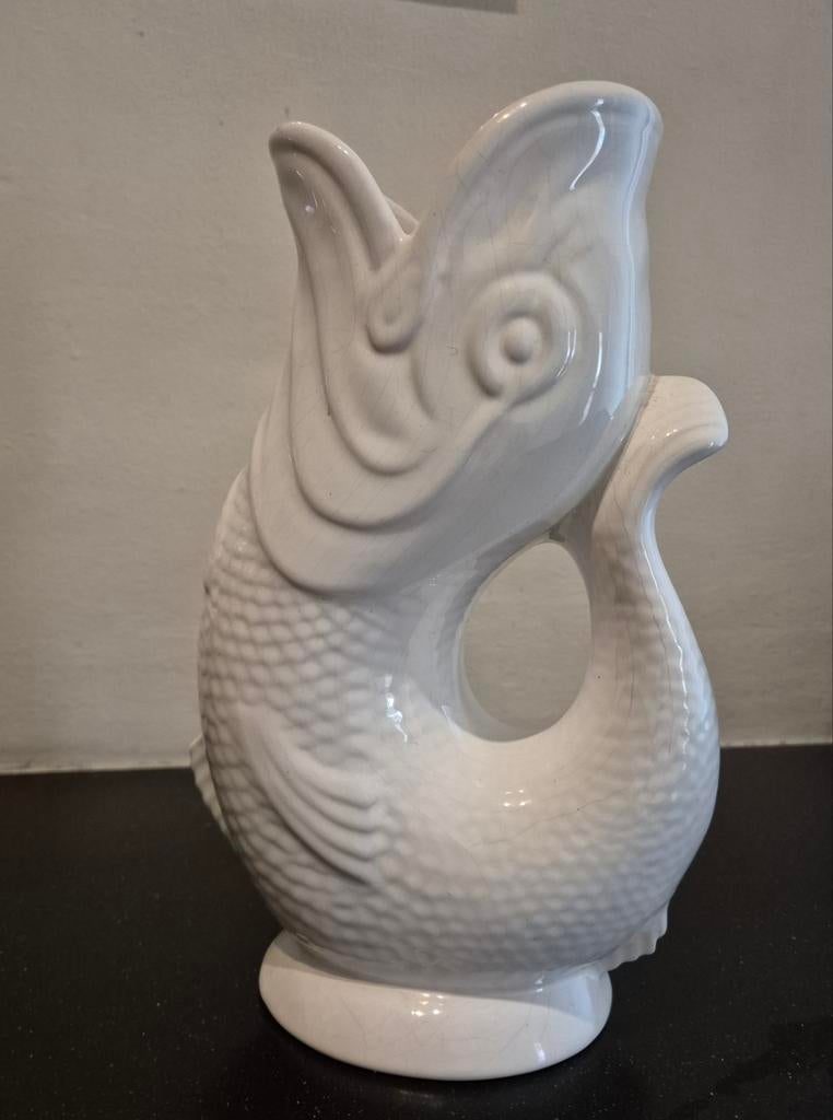 Witte keramische vis/waterkan. Velsen Delfts., Antiek en Kunst, Ophalen of Verzenden