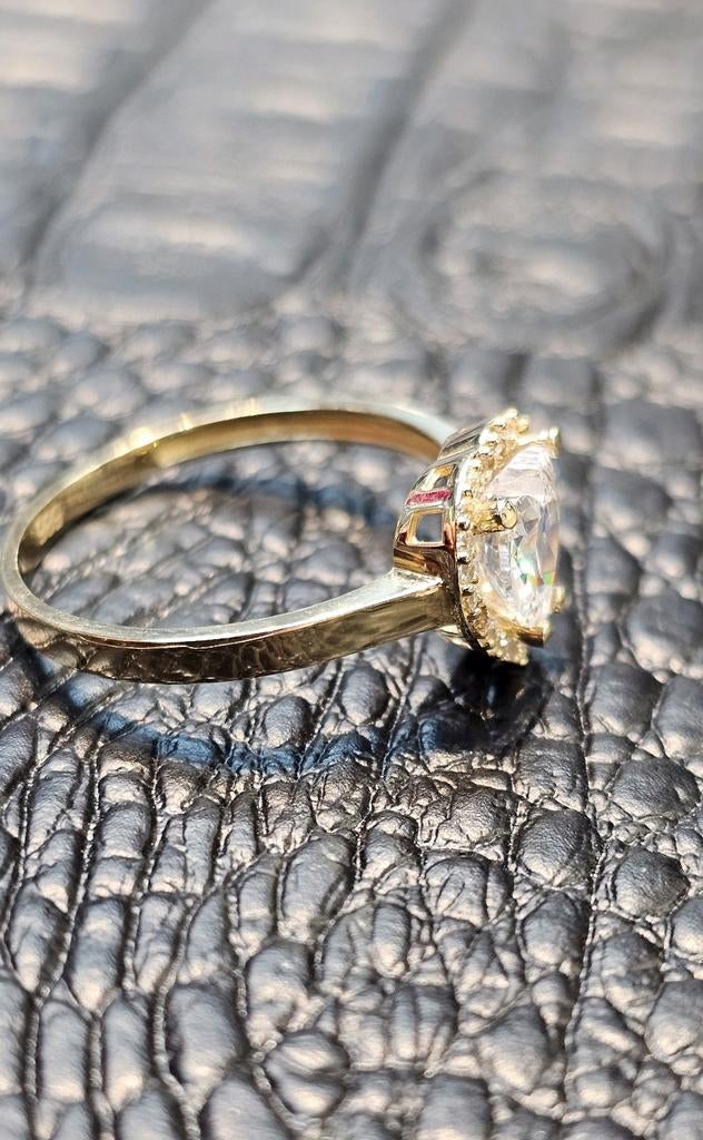 Prachtige 14karaat dames gouden ring met hart steen, Sieraden, Tassen en Uiterlijk, Ringen, Nieuw, Ophalen of Verzenden, Dame