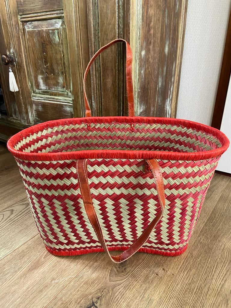 Rieten Mand Shopper, Sieraden, Tassen en Uiterlijk, Tassen | Damestassen, Nieuw, Shopper, Bruin, Ophalen of Verzenden