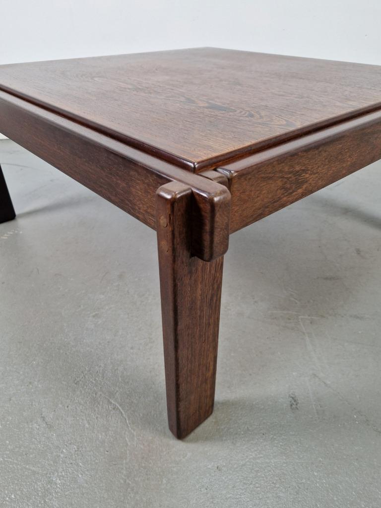 Vintage Minimalistisch design Wengé salontafel ‘70 Denmark, Gebruikt, 100 tot 150 cm, Vierkant, Minder dan 50 cm