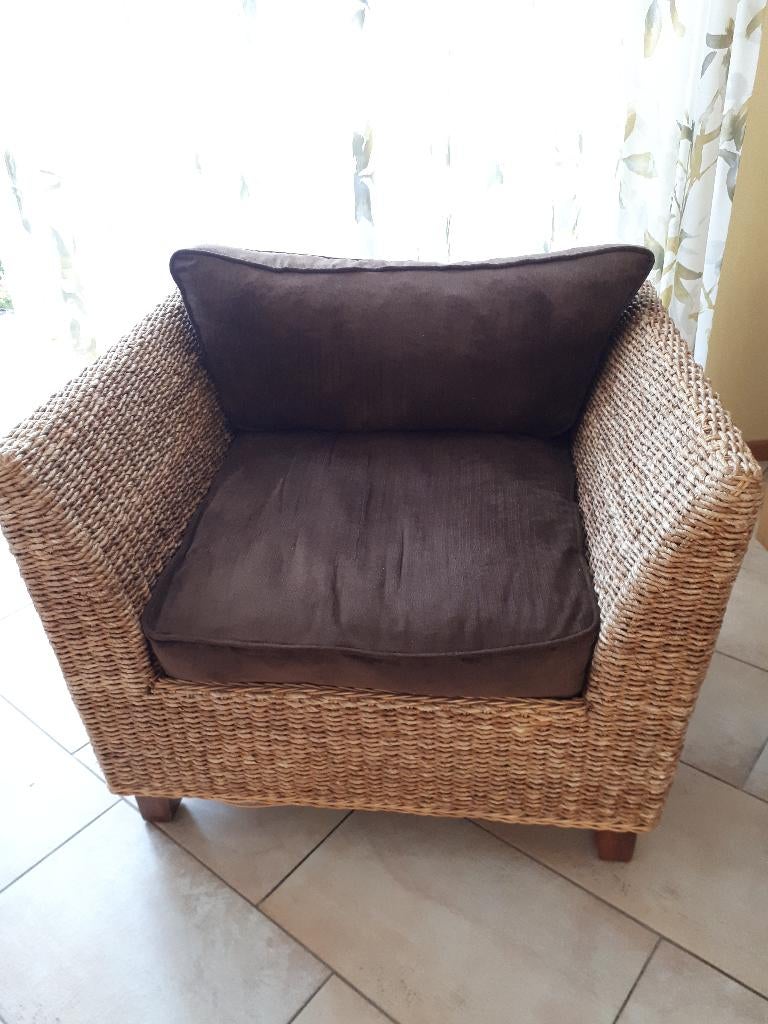 Rieten stoel / fauteuil, Huis en Inrichting, Fauteuils, Ophalen, 50 tot 75 cm, Riet of Rotan, 75 tot 100 cm
