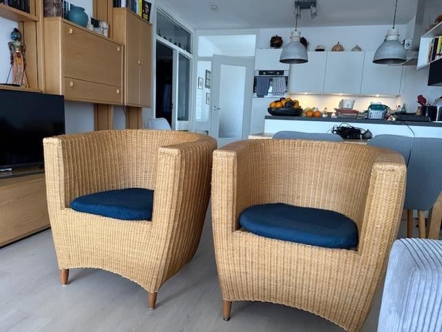 Rotan kuipstoelen (2x), Ophalen, Gebruikt, 75 tot 100 cm, Riet of Rotan