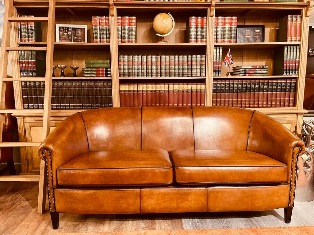 SCHAPENLEREN LIVERPOOL 3 ZITS BANK COGNAC schaapsleder, Huis en Inrichting, Banken | Bankstellen, Ophalen of Verzenden, Nieuw