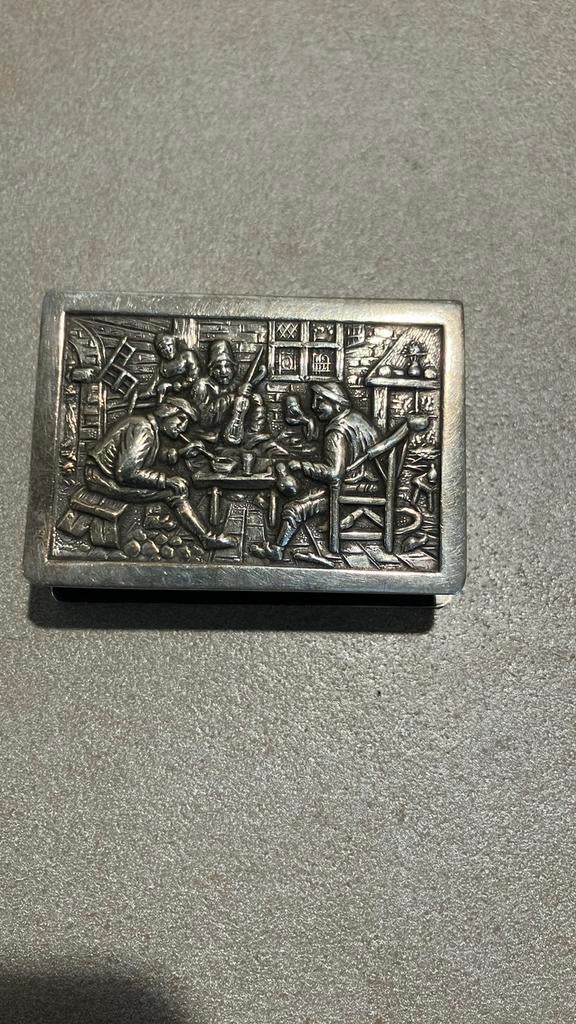 Antieke Luciferhouder keurmerk verzilverd HH 90 4,5*4*2cm, Ophalen of Verzenden