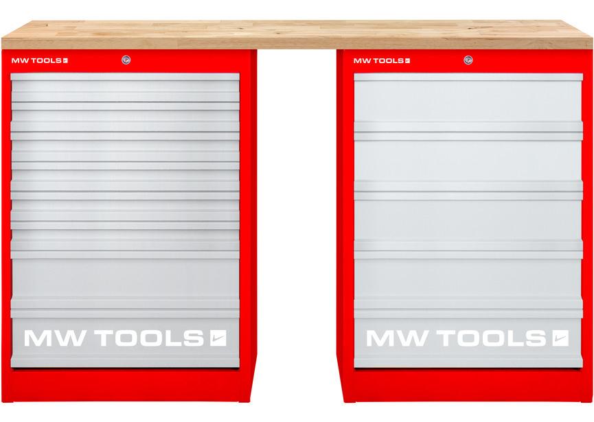 Modulaire werkbank Rubberwood met 2 ladekasten MW Tools, Auto diversen, Autogereedschap, Nieuw, Ophalen of Verzenden