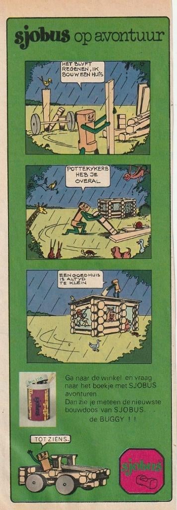 Retro reclame 1978 Sjobus houten speelgoed bouwdoos, Verzenden, Overige typen