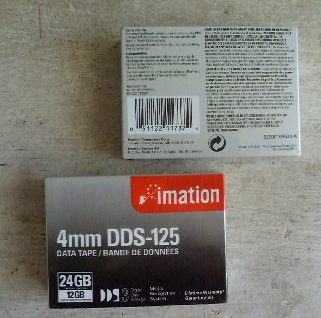 4x  DATA TAPE Cassette    IMATION  DDS-125  (nieuw), Ophalen of Verzenden, Nieuw, Overige typen, Imation