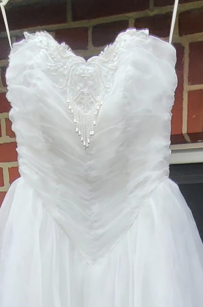 Prachtige vintage trouwjurk te koop voor een lange vrouw, Trouwjurk, Wit, Ophalen of Verzenden, Onbekend