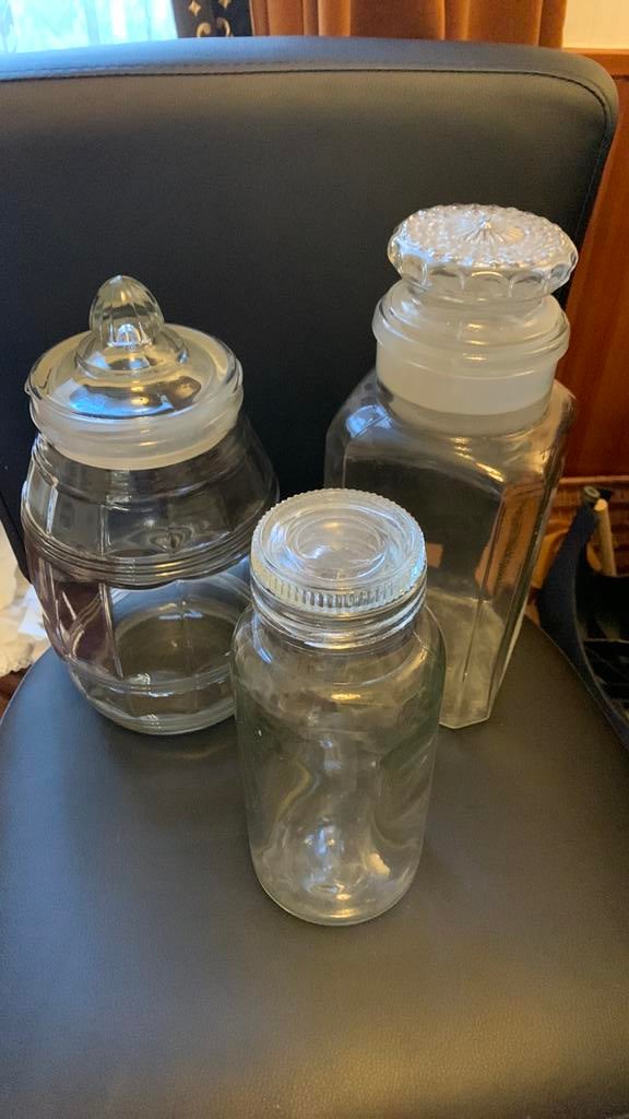 3 vintage wekpotten, Ophalen of Verzenden, Zo goed als nieuw, Glas, Pot, Bus of Blik