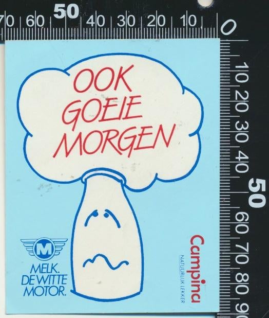 Sticker: Campina - Ook goeiemorgen, Verzamelen, Stickers, Zo goed als nieuw, Bedrijf of Vereniging, Ophalen of Verzenden