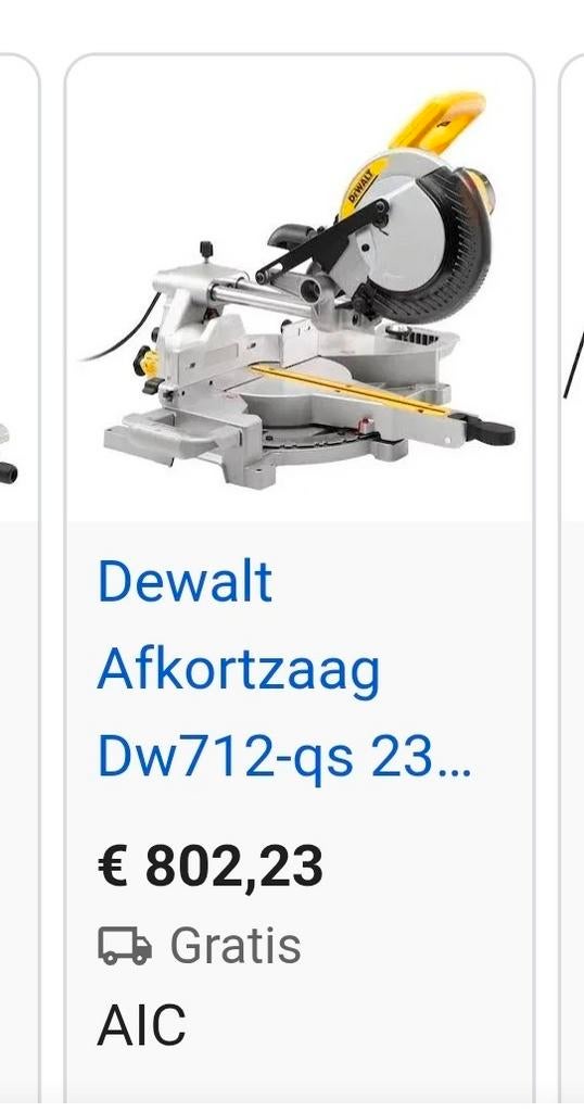 Dewalt afkortzaag, Ophalen, 1200 watt of meer, Afkortzaag, 70 mm of meer