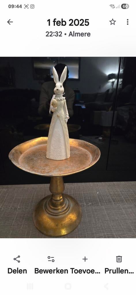 Decoratief Konijnenbeeld met Gouden Ei, Ophalen of Verzenden, Nieuw