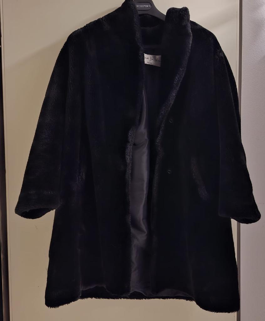 Elegante nep bontjas – warme winterjas -  L - Comme Du Vrai , Ophalen, Zo goed als nieuw, Maat 42/44 (L), Zwart