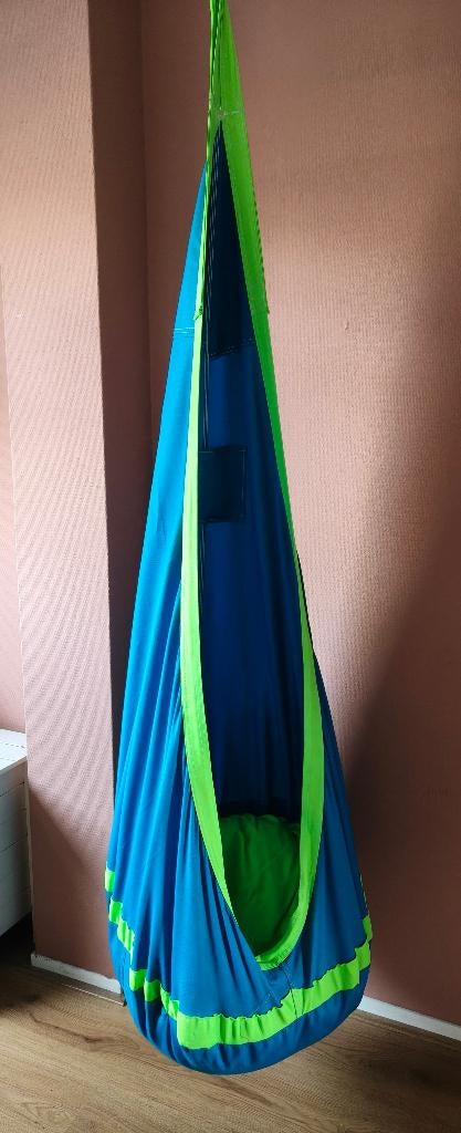 Hangstoel swing, Huis en Inrichting, Stoelen, Ophalen, Blauw, Zo goed als nieuw, Eén