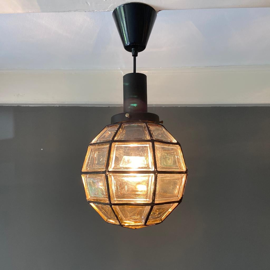 Jaren 60 70 Glasshütte Limburg hanglamp, Glas, Gebruikt, Wiener Werkstätte, Glashütte Limburg