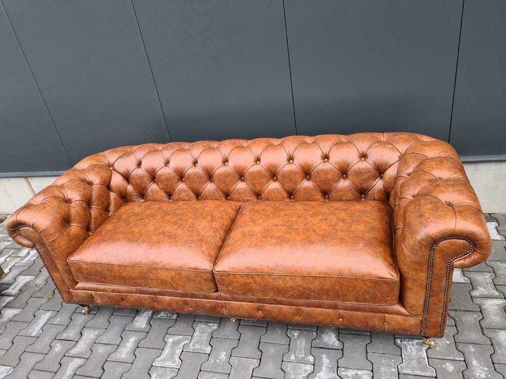 TOP NIEUWE Chesterfield cognac bank vintage + GRATIS BEZORGD, Huis en Inrichting, Banken | Bankstellen, Ophalen of Verzenden, Nieuw