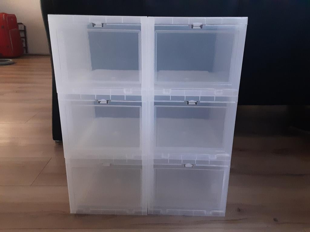 6x Iris Ohyama schoenenboxen - gebruikt, Huis en Inrichting, Kasten | Schoenenrekken, Gebruikt, Ophalen