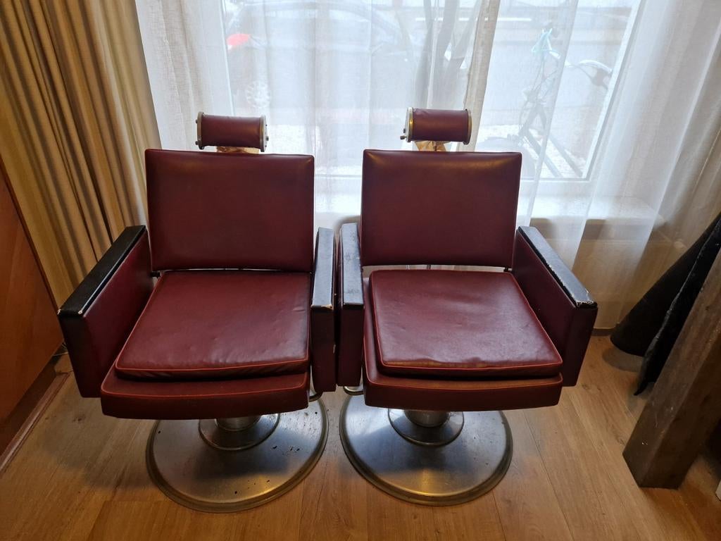 Kappersstoelen vintage Bordeaux, Ophalen of Verzenden
