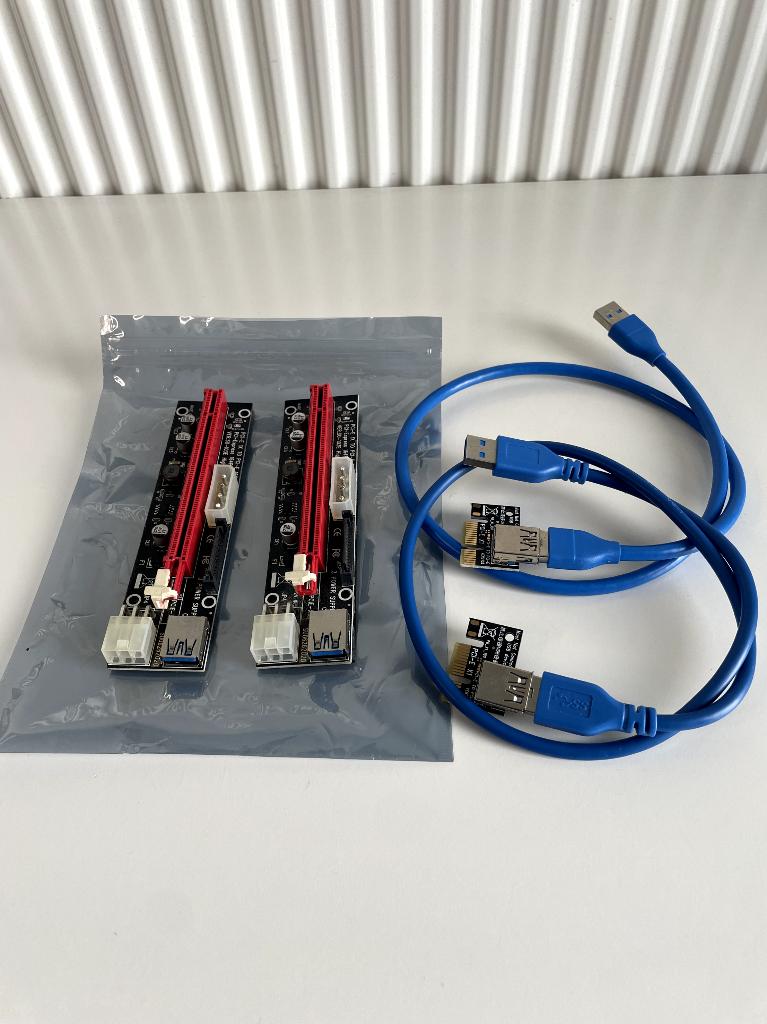 2 x Ubit PCIe Riser Cable USB 3.0 Adapter (Mining/PC), Ophalen, Zo goed als nieuw, Extern