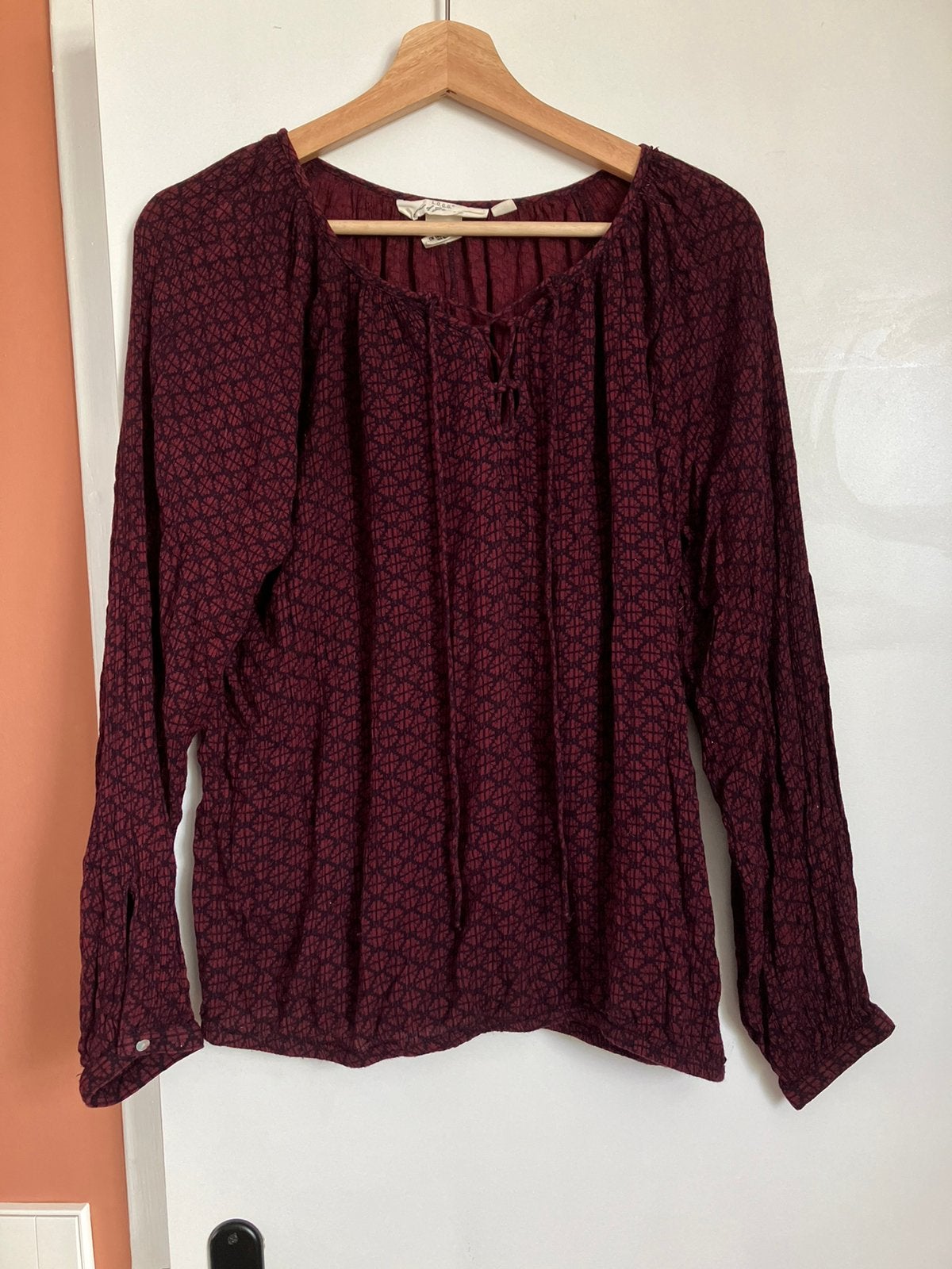 Dames bloesje viscose s-transparant wijnrood donkerblauw M, Ophalen of Verzenden, Zo goed als nieuw