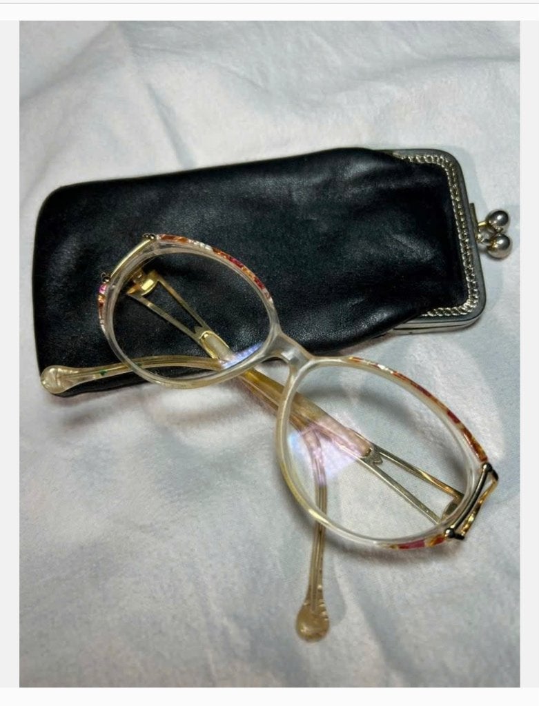Vintage Brillen etui met vintage bril, Overige merken, Gebruikt, Zwart, Ophalen of Verzenden