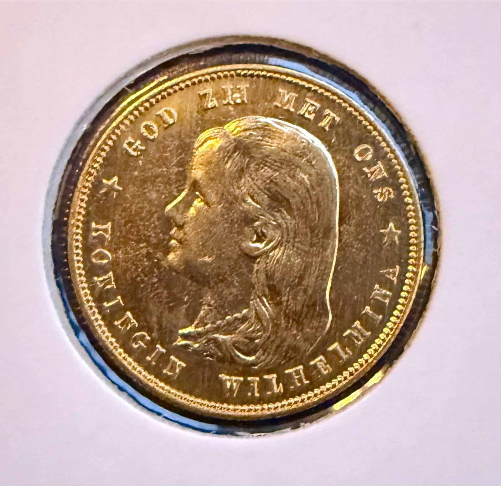 Gouden Tientje 1897 Koningin Wilhelmina, Postzegels en Munten, Ophalen, Goud, Koningin Wilhelmina, Losse munt