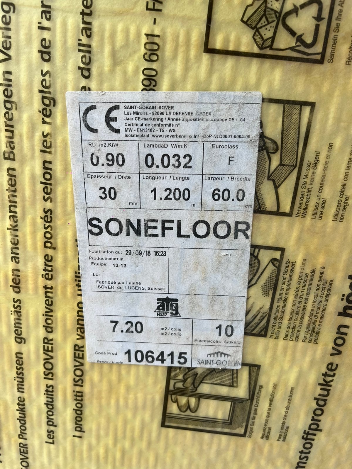Isover sonefloor 30mm 47m2, Ophalen, Nieuw, Overige materialen