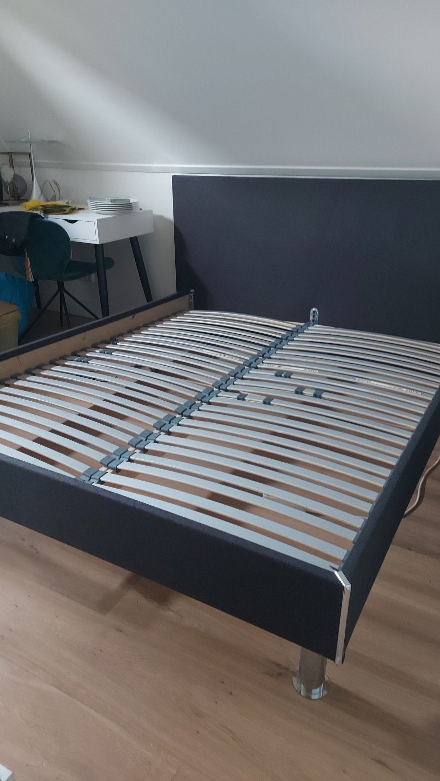 Tweepersoonsbed met hoofdboard, Ophalen, Gebruikt, Tweepersoons, 200 cm