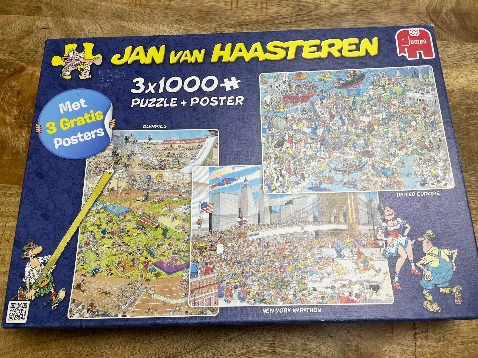 puzzel Jan van Haasteren 3x 1000 stukjes, Ophalen of Verzenden, 500 t/m 1500 stukjes, Zo goed als nieuw