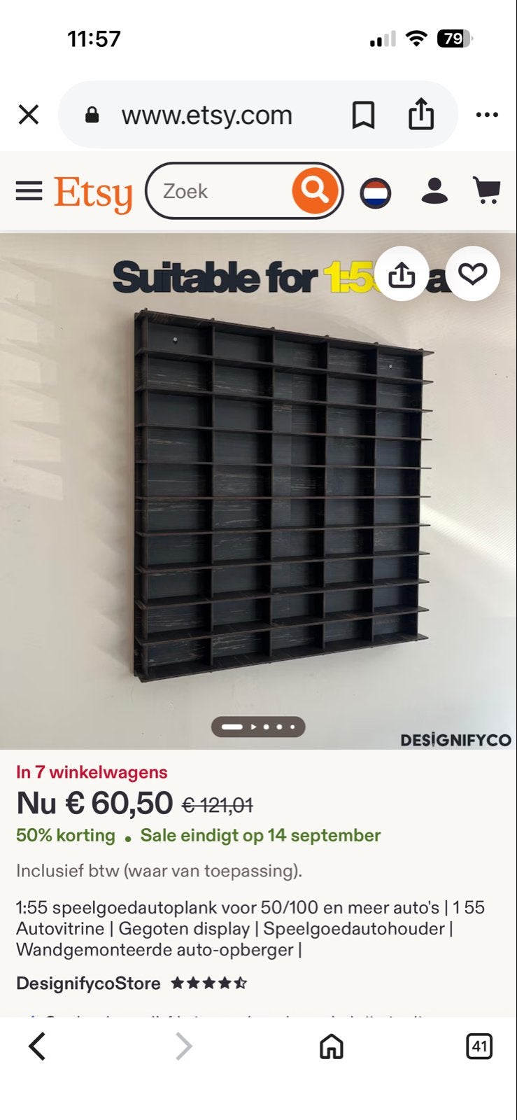 1:55 Speelgoedautoplank / Autovitrine voor 50/100 auto's, Kinderen en Baby's, Speelgoed | Speelgoedvoertuigen, Ophalen, Zo goed als nieuw