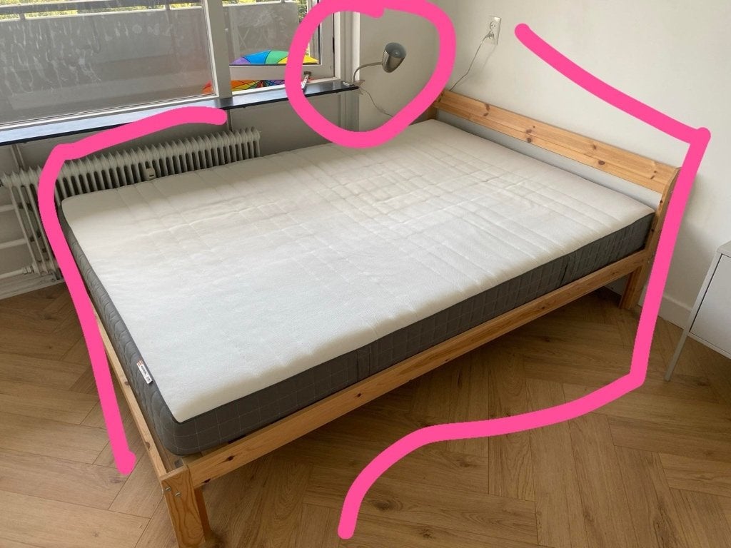 Bed frame and Mattress, Gebruikt, Eenpersoons, Bedbodem, 200 cm