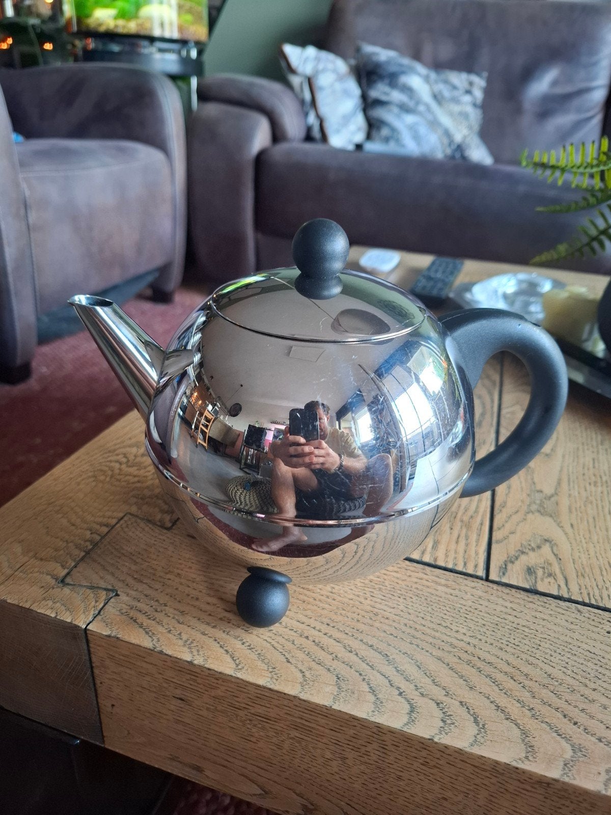 Mooie Bredemeijer 'Duet Bella' theepot in gepolijst rvs!, Overige materialen, Gebruikt, Overige typen, Ophalen of Verzenden