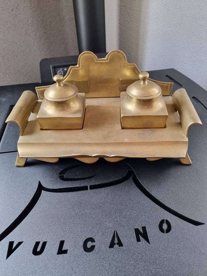 dubbele inktpot stand bronze, Antiek en Kunst, Ophalen of Verzenden, Brons