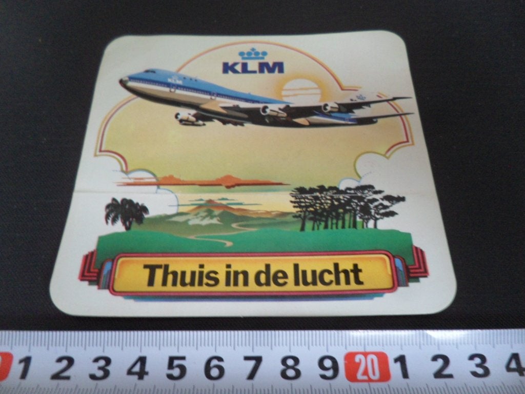 sticker KLM thuis in de lucht - strip vliegtuig *, Ophalen of Verzenden, Zo goed als nieuw
