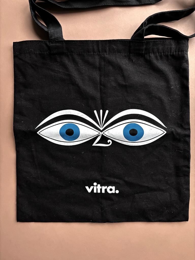 Vitra tasje, katoen, retro print, Alexander Girard, 35x35 cm, Ophalen of Verzenden, Nieuw, Zwart, Overige typen
