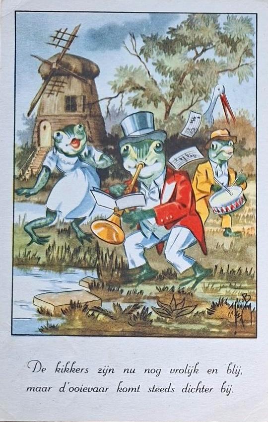 Kikkers-Molen-Rijmpje-Illustr.Jacob Jansma- 1955, Verzenden, 1940 tot 1960, Gelopen, Kinderen
