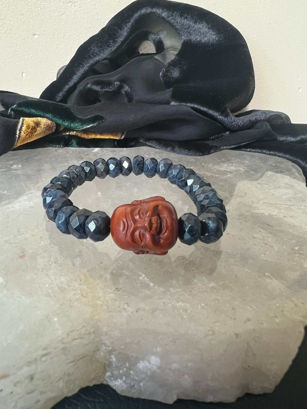 Sodaliet ojime kraal boeddha beschermt geluk inzicht uniek, Met bedels of kralen, Blauw, Magnolia11, Nieuw