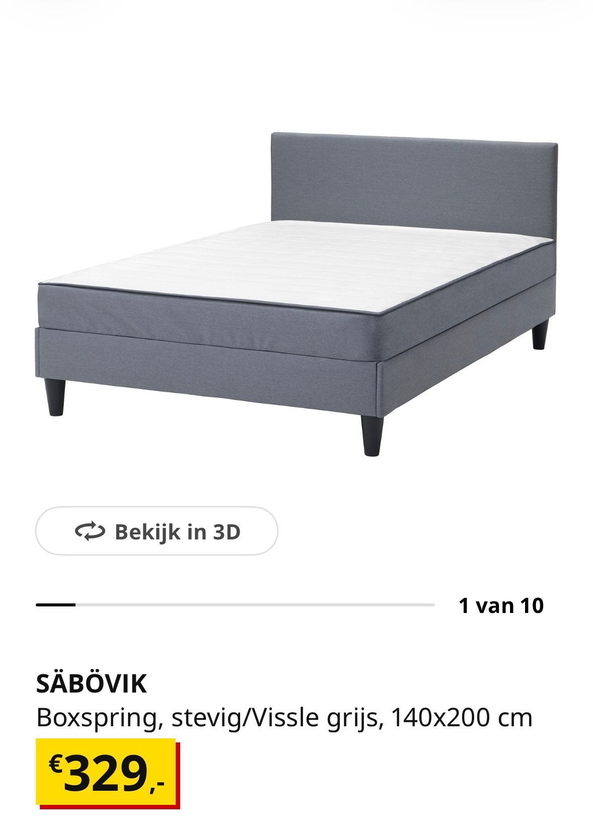 Ikea boxspring Säbövik, Ophalen, Gebruikt, Tweepersoons, 140 cm