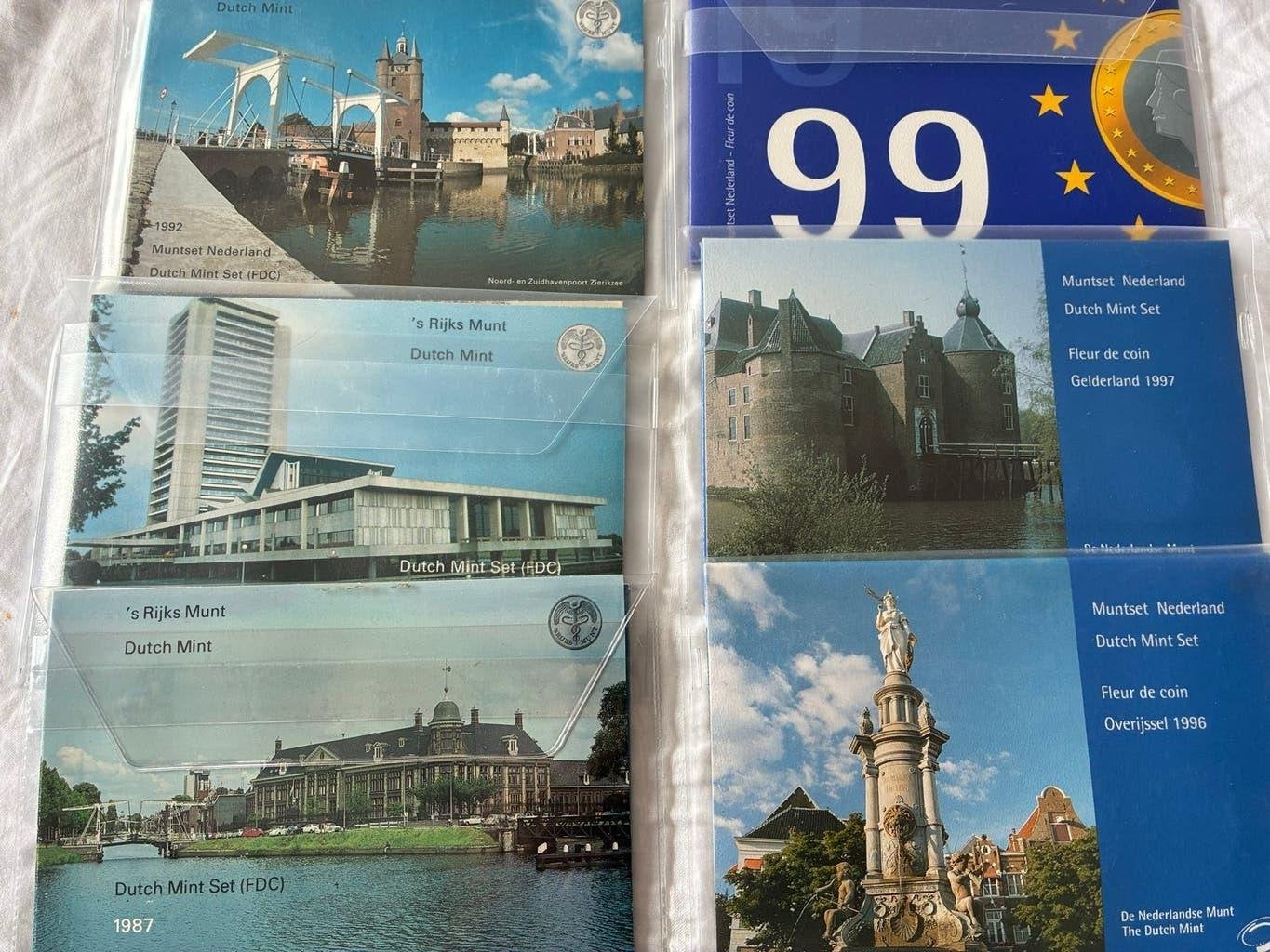 FDC sets Nederland - Diverse jaren 1987-90-92-96-97 en 99, Postzegels en Munten, Munten | Nederland, Ophalen of Verzenden, Koningin Beatrix