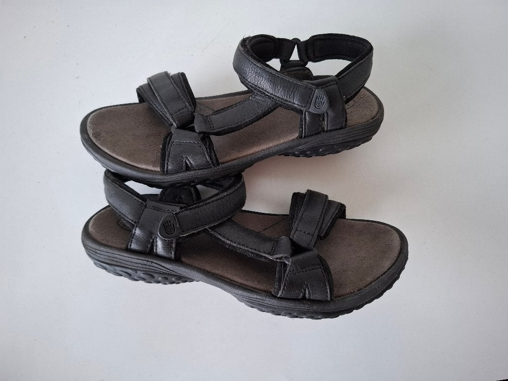 Teva maat 40 zwarte leren sandalen surfstof gevoerd, Verzenden, Zwart, Teva, Sneakers of Gympen