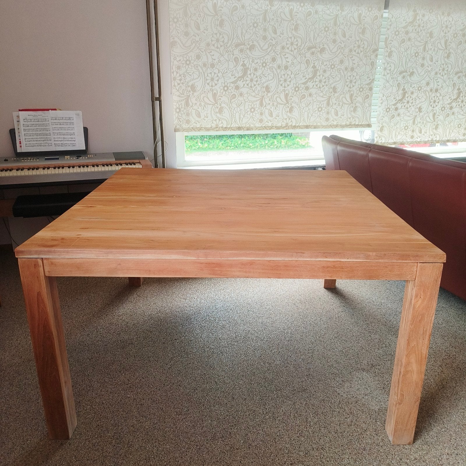 Deugdelijke kwaliteitsvolle robuuste vol houten teak tafel, Huis en Inrichting, Tafels | Eettafels, Ophalen, Teakhout, 200 cm of meer