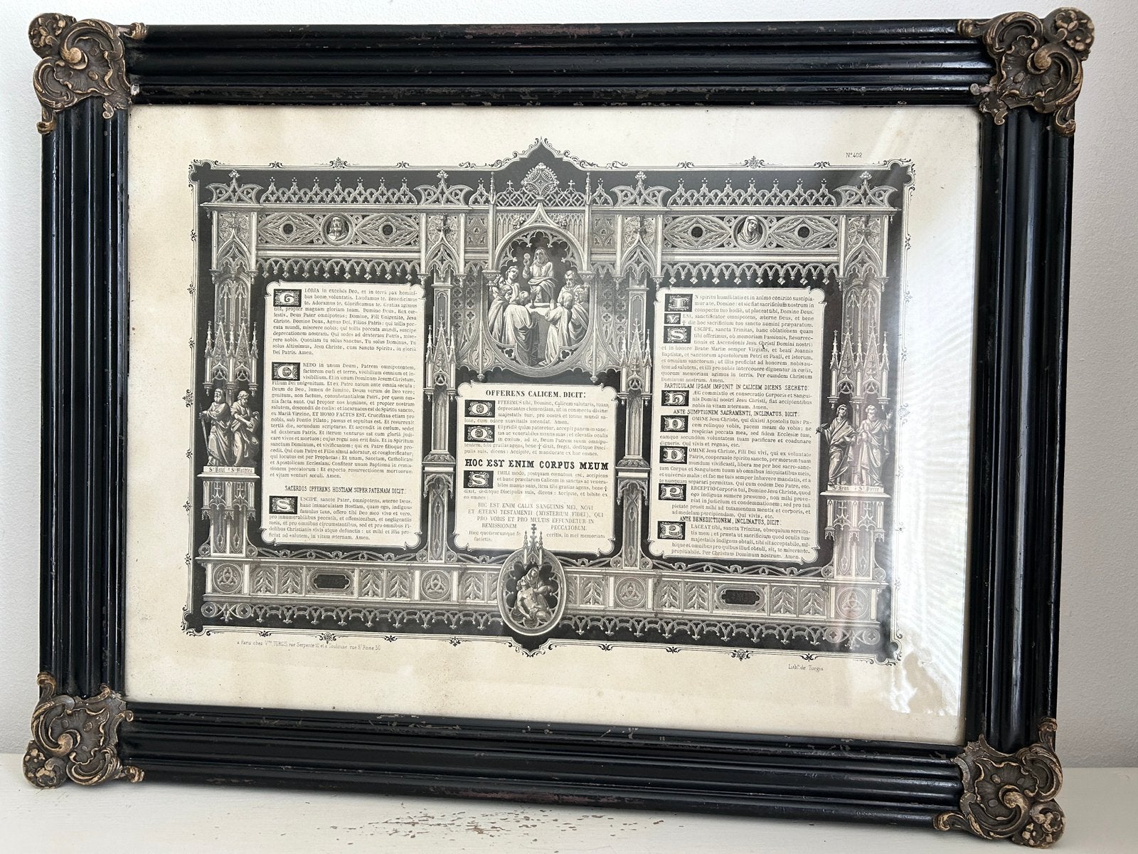 Antiek Franse religieuze litho Cartagloria liturgie  57x43, Ophalen