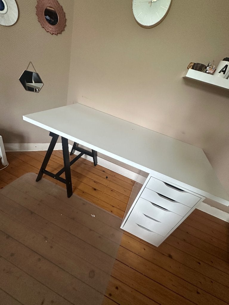 IKEA bureau met Alex kastje, Ophalen, Met lades, Gebruikt, 150 cm