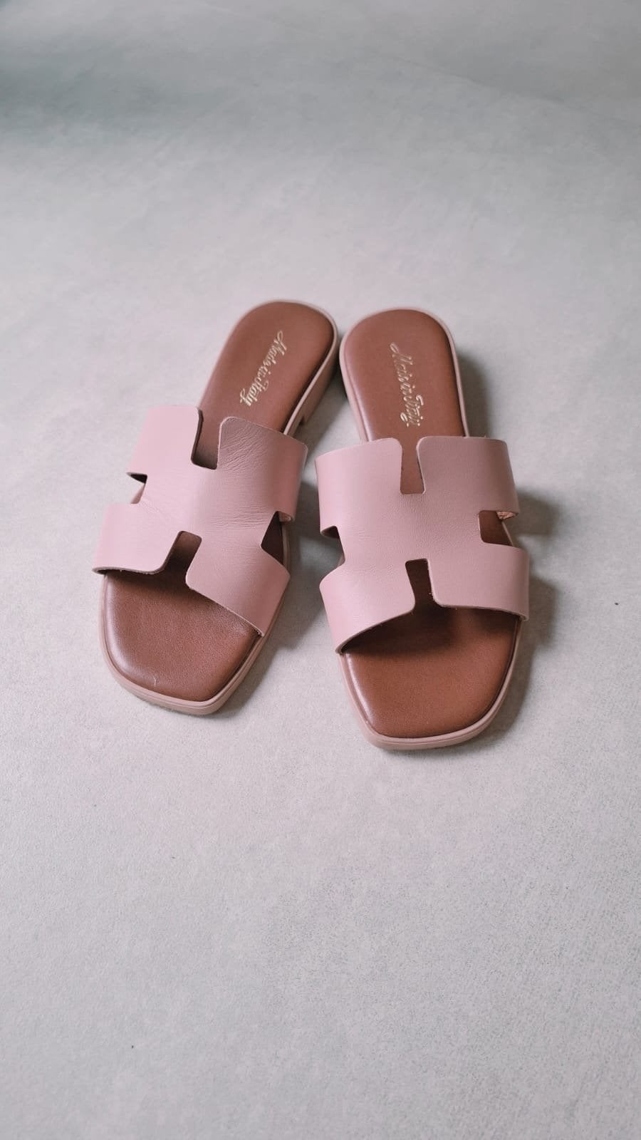 Leren H-sandalen Ibiza (oudroze/poederroze) – Maat 38, Verzenden, Sandalen of Muiltjes, Zo goed als nieuw, Roze